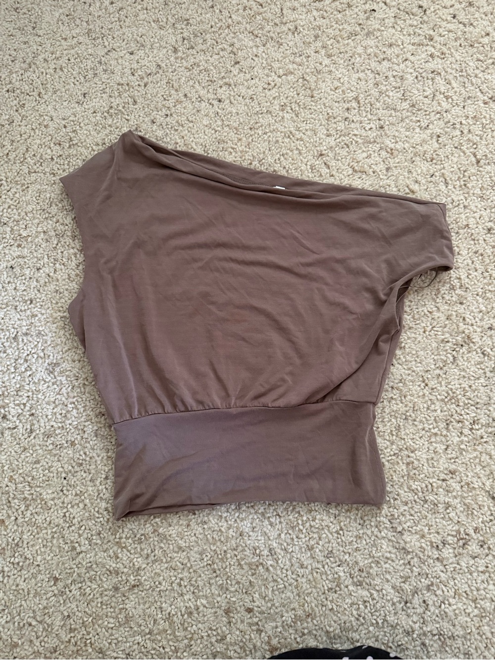 Garage Brown Off-Shoulder Stretch Tunic Top